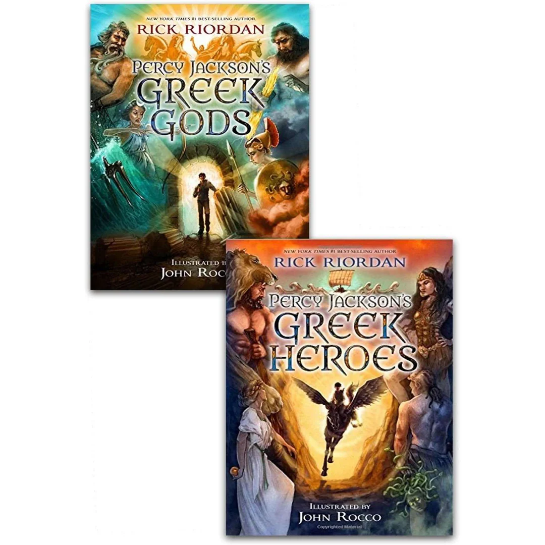 Percy Jackson and the Greek Gods & Percy Jackson and the Greek Heroes by Rick Riordan 2 Books Collection Set